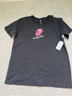 The Rolling Stones womens Black Logo Tee